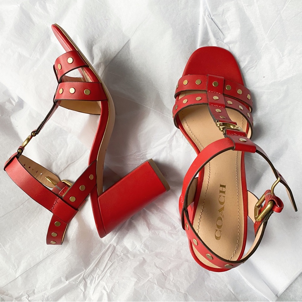COACH Margaret Sandal Red Leather Size 8 USED LIKE NEW